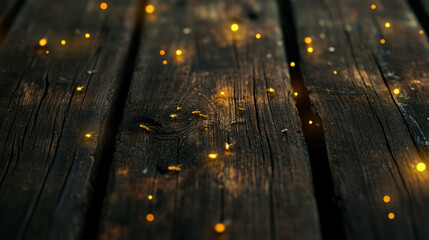  - Enchanting wooden texture with glowing fireflies for magical design