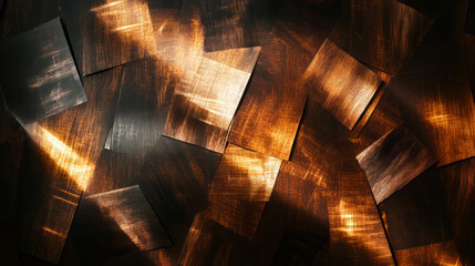 Poster - Elegant wood and metal texture with light reflections for interior design backgrounds