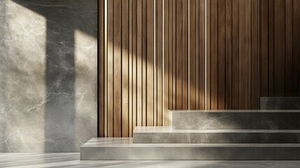 Poster - Elegant interior design featuring wood paneling and marble accents