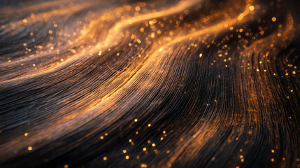 Poster - Vibrant wooden texture with dynamic vibrating strings and bright golden accents for elegant design