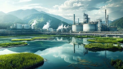Poster - Crude oil separation unit extracting impurities from raw petroleum