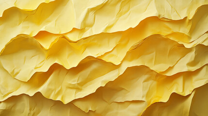 Poster - Vibrant yellow textured ruffled paper layers for creative background design