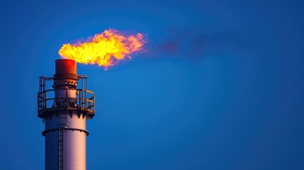 Poster - High-pressure flare stack releasing controlled gas emissions at night