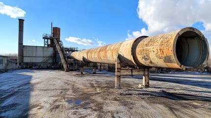 Poster - Large-scale industrial rotary dryer used for mineral processing and refining