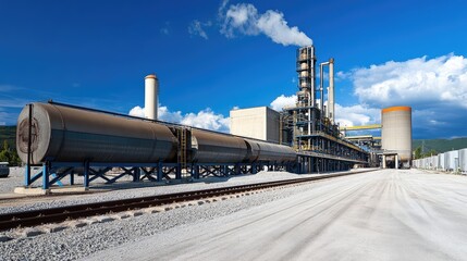 Poster - Large-scale industrial rotary dryer used for mineral processing and refining