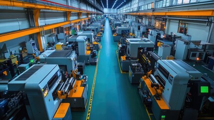 Poster - Modern injection molding machines operating with precision in a spacious factory