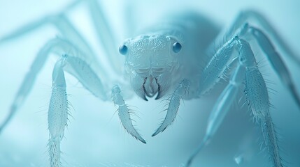 Ethereal albino arachnid species explored in a scientific environment macro photography perspective