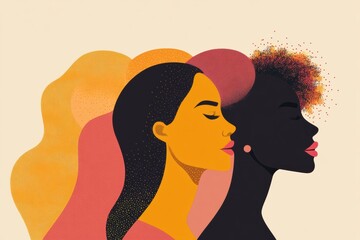 Poster - Creative illustration celebrating female empowerment for International Womens Day with a minimalist design. Generative AI