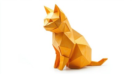 Poster - An elegant origami cat sculpture made from a piece of paper