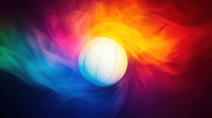 Poster - A vibrant swirl of colors surrounds a glowing white sphere, creating a dynamic and energetic visual effect.