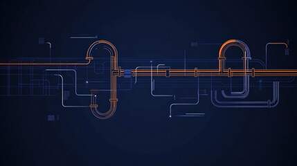 Leinwandbilder - Gas pipeline flow infographic showing minimalistic design elements and operational details. Generative AI