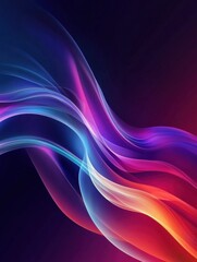 Fototapete - Colorful abstract waves blend harmoniously to create a vibrant visual experience in a dark background. Generative AI