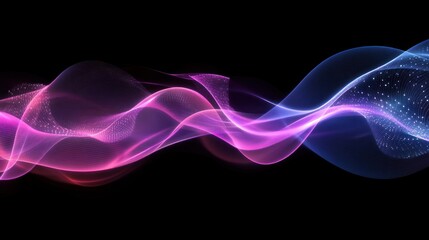 Poster - Abstract flowing light waves, dark background, digital art, website banner