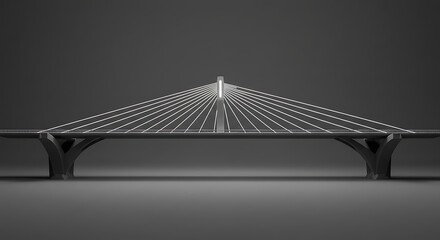 Architectural Bridge Design with Suspension Cables on Dark Background