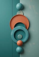 Poster - Abstract composition of circles and spheres on contrasting backgrounds