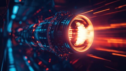 Poster - Futuristic futuristic engine with intense light and speed depiction