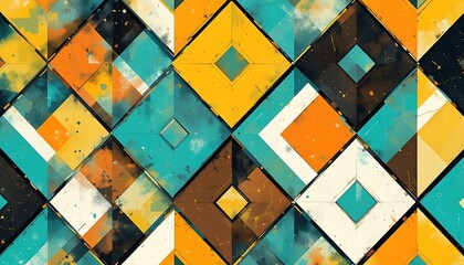 Aufkleber - An abstract artwork consisting of colored geometric diamond patterns