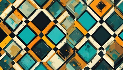 Aufkleber - A Colorful Geometric Pattern of Diamond Shapes Intersecting