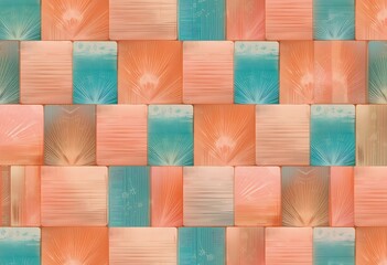 Poster - Detailed geometric pattern depicting colorful illuminated rectangles together