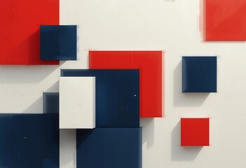 Aufkleber - Colored Geometric Shapes Overlaying on a White Surface