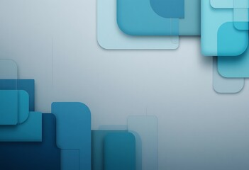 Poster - Geometric shapes of various blue shades are overlapping the background