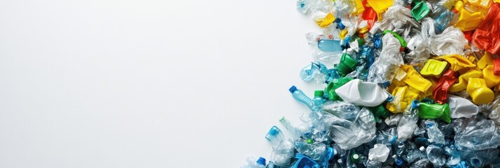 Aufkleber - Contrast between plastic waste and recycled plastic products highlighting recycling efforts and environmental impact. Generative AI