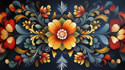 Poster - An Artistic Display of Symmetrical Floral Arrangement and Ornamentation