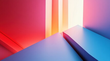 Wall Mural - Colorful geometric shapes create an abstract composition with light and shadows in a modern art style. Generative AI