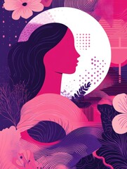 Wall Mural - Bold International Womens Day campaign poster featuring a stylized woman symbol in vibrant artistic illustration. Generative AI