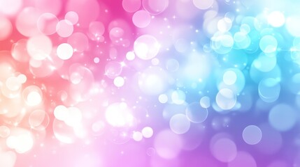 Wall Mural - Pastel bokeh lights background; pink, blue, white sparkles; design element