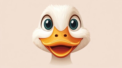 Wall Mural - Happy duckling face, digital illustration, pastel background, children's book