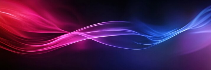 Poster - Colorful abstract wave patterns flowing through a dark background during a digital art display. Generative AI
