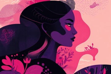 Poster - Bold international womens day campaign poster featuring a modern artistic illustration of a woman. Generative AI