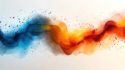 Abstract colorful wave with particles on white background for design