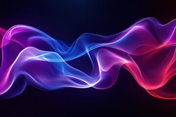 Fototapete - Colorful waves of light flow gracefully against a dark background creating an ethereal and dynamic visual experience. Generative AI