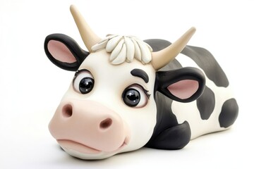 Poster - Adorable Cartoon Cow Figurine Lying Down