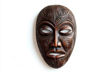 Wall Mural - Intricate Carved Wooden Mask Tribal Art Polynesian Design