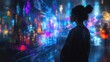 © paryati - A Woman Gazing at a Futuristic Digital Cityscape