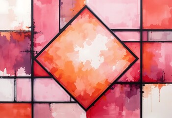 Leinwandbilder - An abstract painting featuring shapes and colors of varied shades