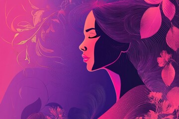 Poster - Bold international womens day campaign poster showcasing a modern artistic illustration of a stylized woman symbol. Generative AI