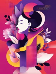 Wall Mural - Bold International Womens Day campaign poster featuring stylish woman symbol in modern artistic illustration. Generative AI