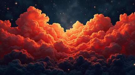 Poster - A red and blue sky with clouds