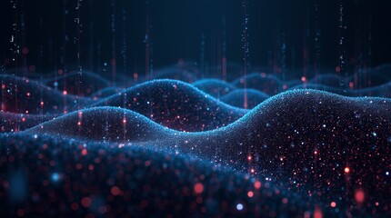 Poster - A blue and red field of sparkles