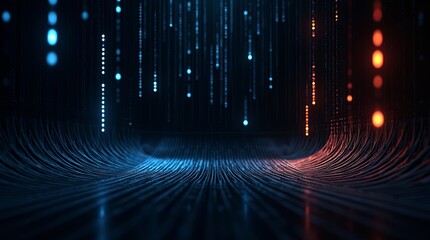 Poster - A blue and red light show with a dark background