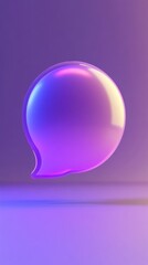 Aufkleber - Glossy purple speech bubble on gradient background, abstract communication icon. Futuristic design concept