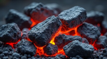 Poster - A pile of rocks with a fire burning in the middle