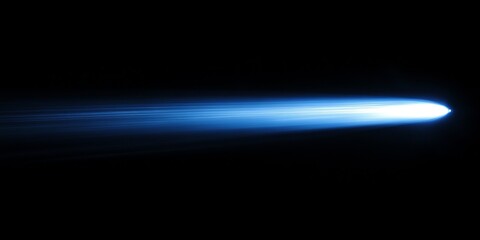 blue light streak across black background, speed effect