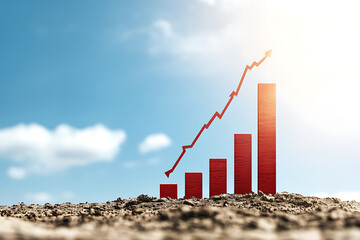 Poster - Analyzing business growth trends desert landscape infographic bright sky upward trend economic insights
