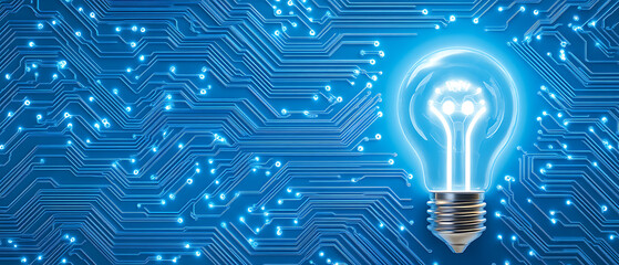 Poster - Illuminating ideas technology inspired light bulb design digital circuit background graphic art modern environment close-up view