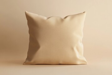 Wall Mural - A Square Pillow Sitting On A Plain Beige Background